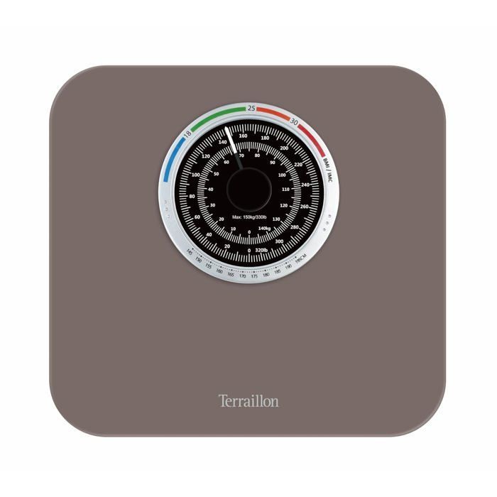 Pèse Personne Mécanique,Balance Grand Cadran avec Indicateur d'IMC,150kg max,Marron