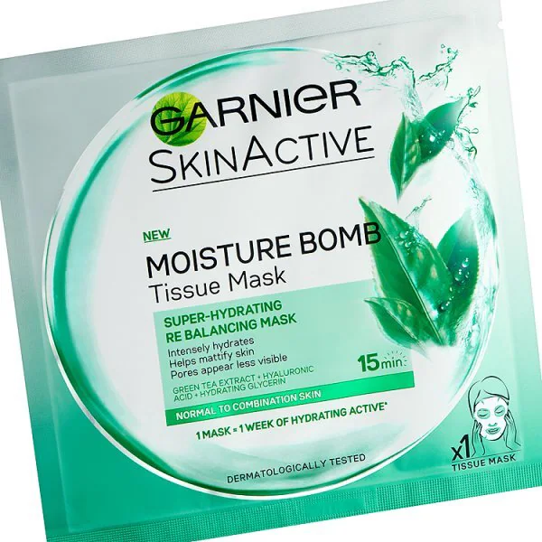 Garnier Moisture Bomb fuktighetsgivende ansiktsmaske med grønn te