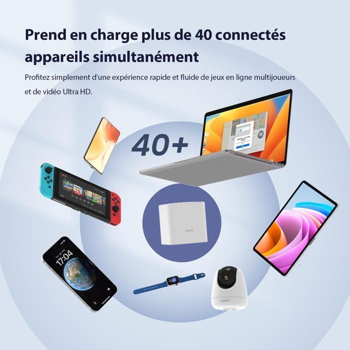 TENDA Système Mesh AC1200 Couverture 300 m², Remplacez le répéteur/routeur/CPL, WiFi Mesh Installation facile, Nova MW3-3 cubes