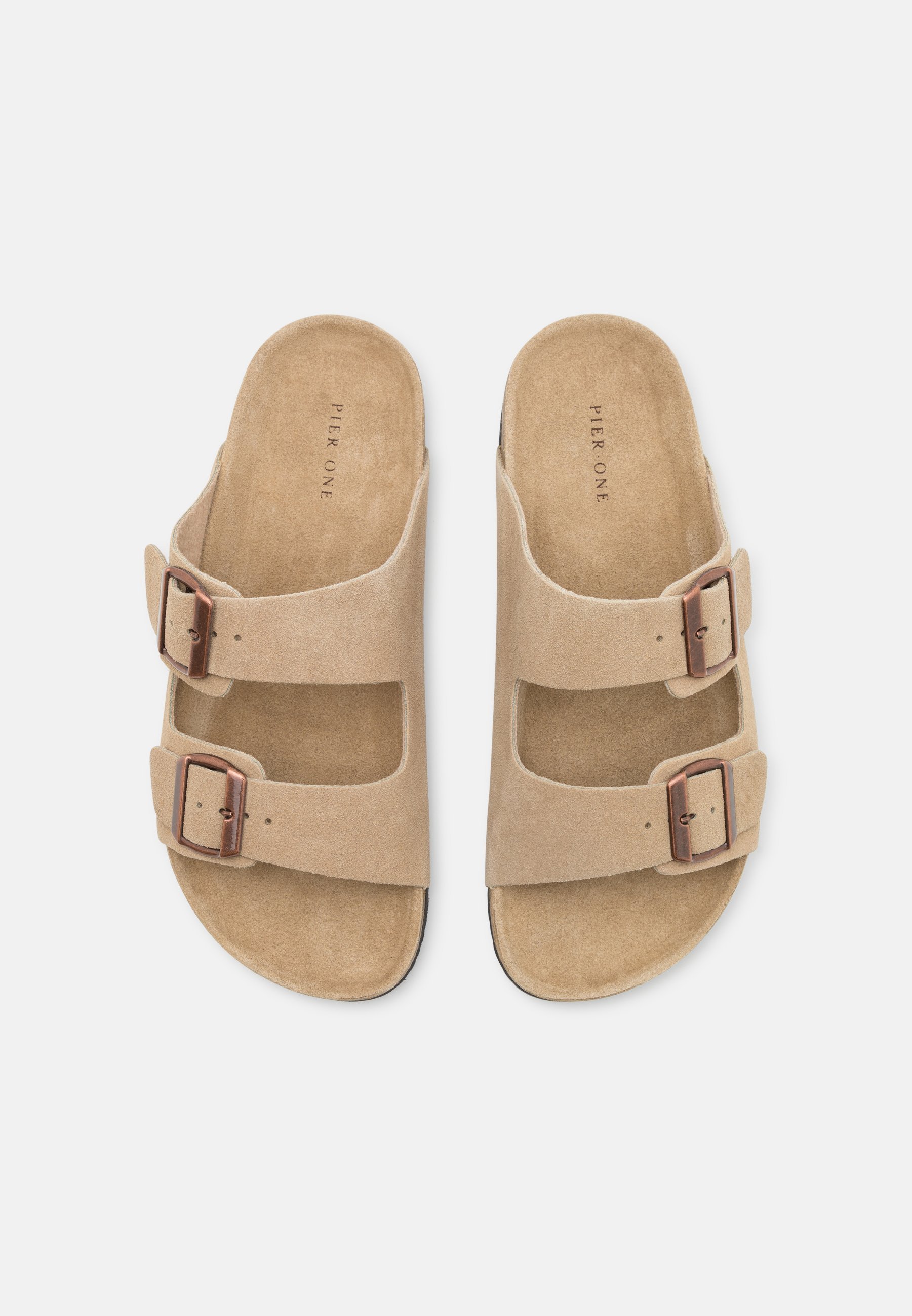 Pier One Leder-Hausschuhe Unisex - Beige