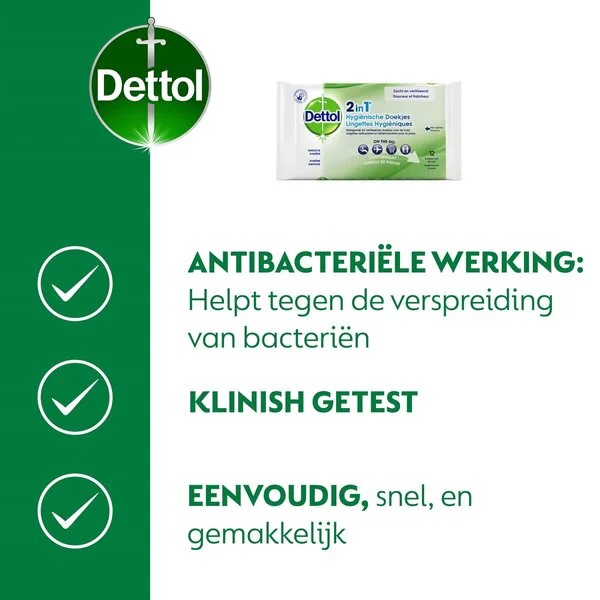 Dettol 2-у-1 хигијенске марамице<br>12 комада