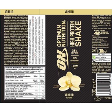 Optimum Nutrition Vanilkový proteinový koktejl s vysokým obsahem bílkovin 330 ml