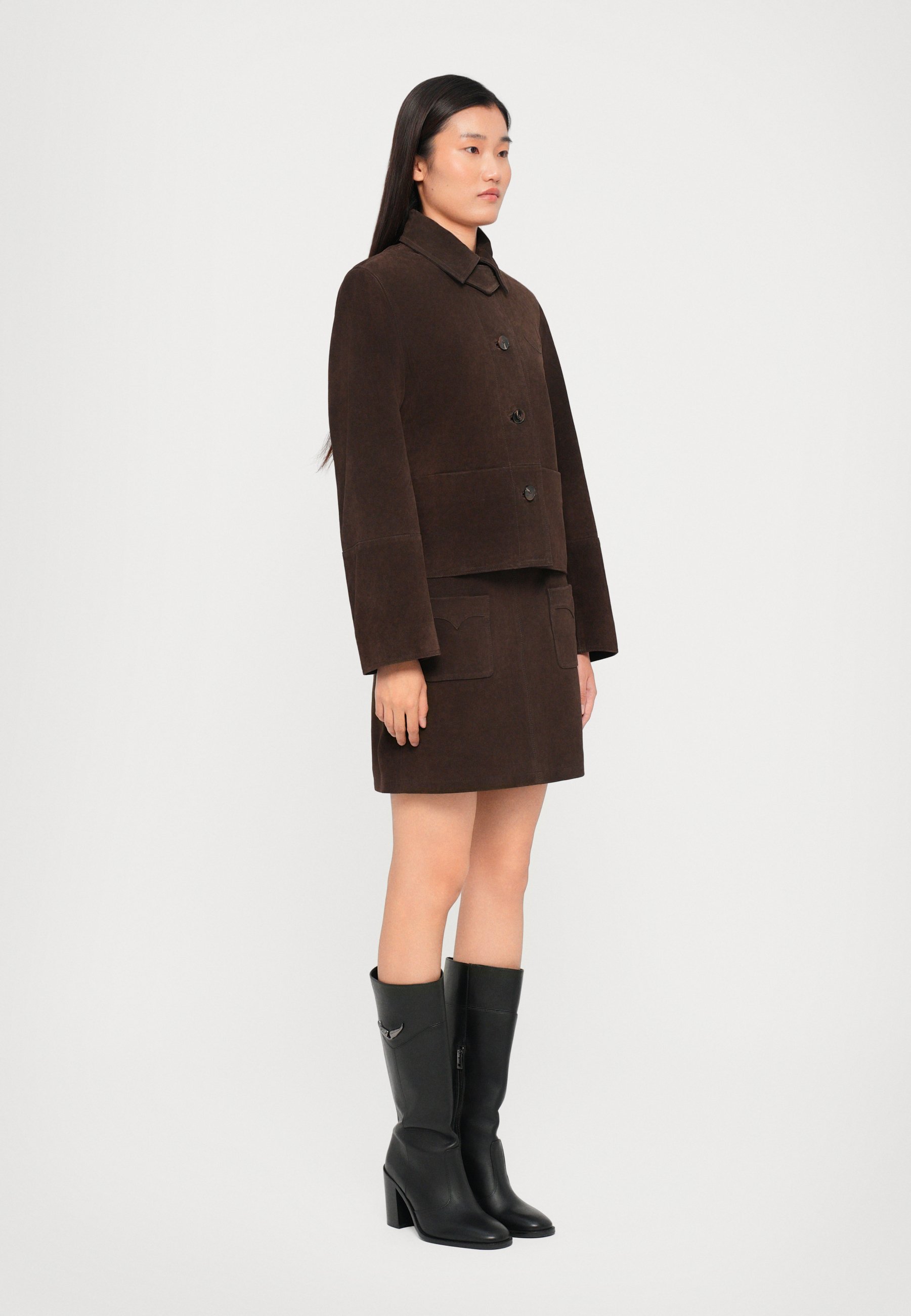 Zadig & Voltaire LESSA – Lederjacke – dunkle Schokolade