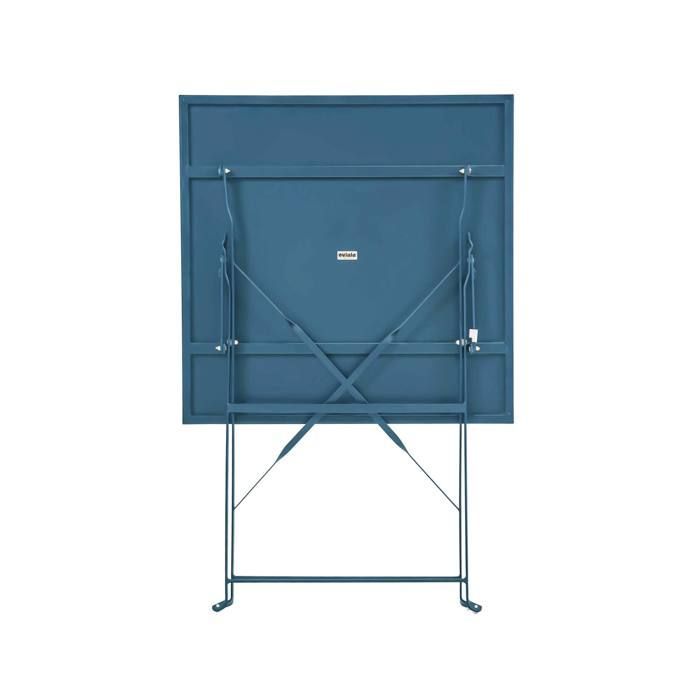 Tavolo da giardino e 2 sedie in acciaio, 60 cm, blu Pacifico - Oviala