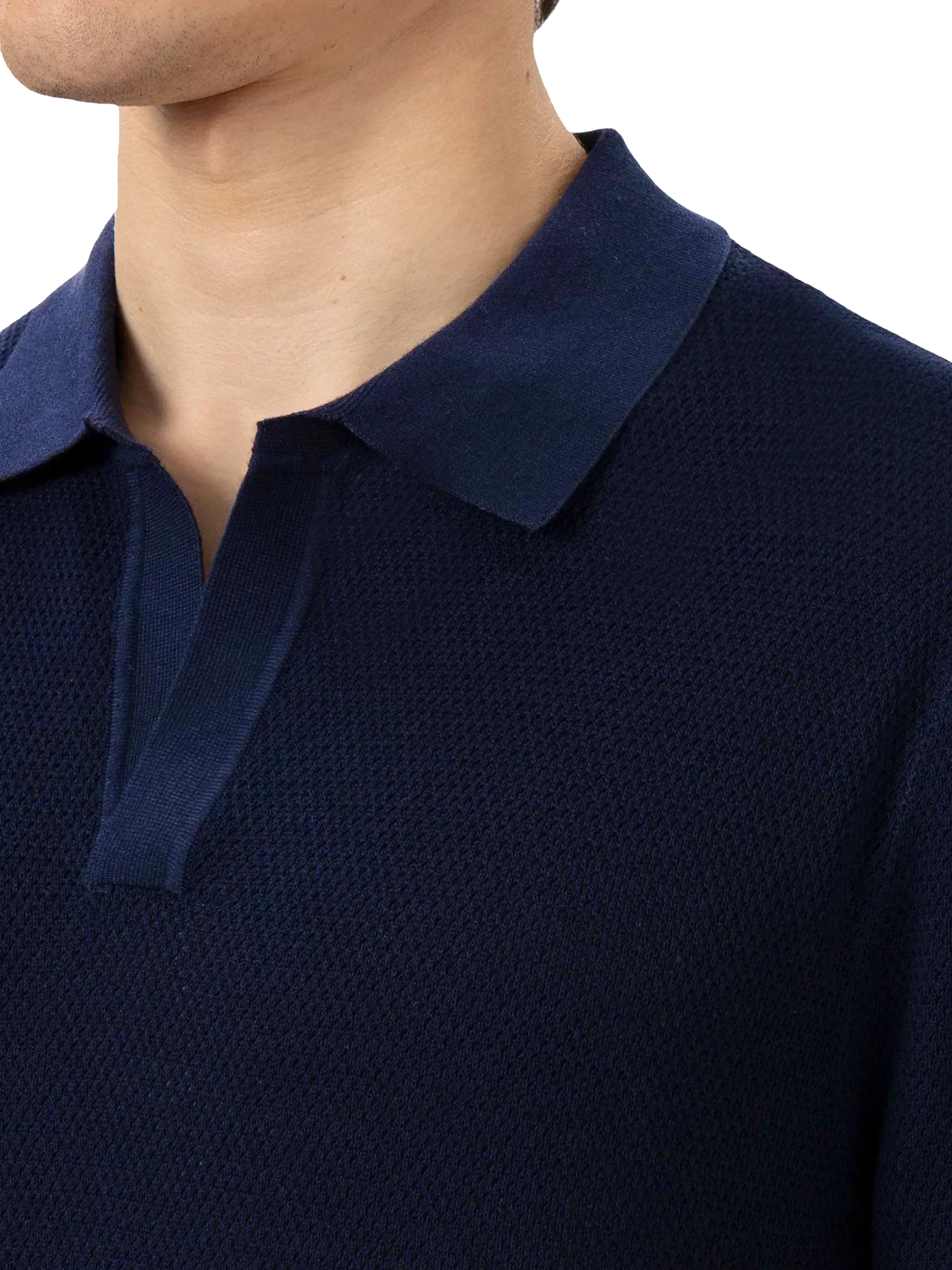 Sloan poloshirt zonder knoopjes in marineblauw mesh