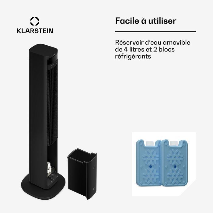 Ventilador inteligente Klarstein Mistral - 365 m³/h - 35 m² - 4 L - 3 modos - 36 W - Negro