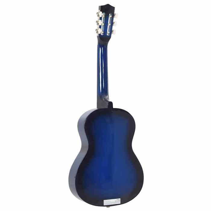 Juego de guitarra clásica vidaXL para principiantes, 8 piezas, azul, 1/2, 34