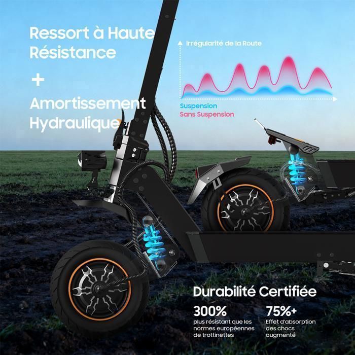 Trottinette Electrique TUNO NT5Ultra Avec APP 1500W*2 Vitesse Max. 70km/h Autonomie 65-75km 52V20.8Ah Pneus 11'' 4 Modes