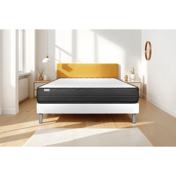 Conjunto de colchón y base de cama de espuma viscoelástica VITALPOWER ProfiZone de 90x200cm - 20cm - Firme - Base blanca