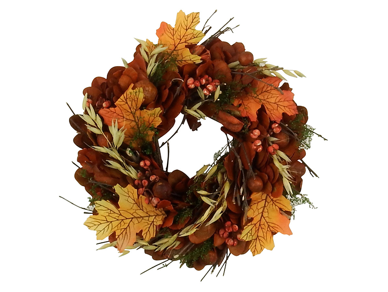 Wianek liście 26 cm pomarańczowy