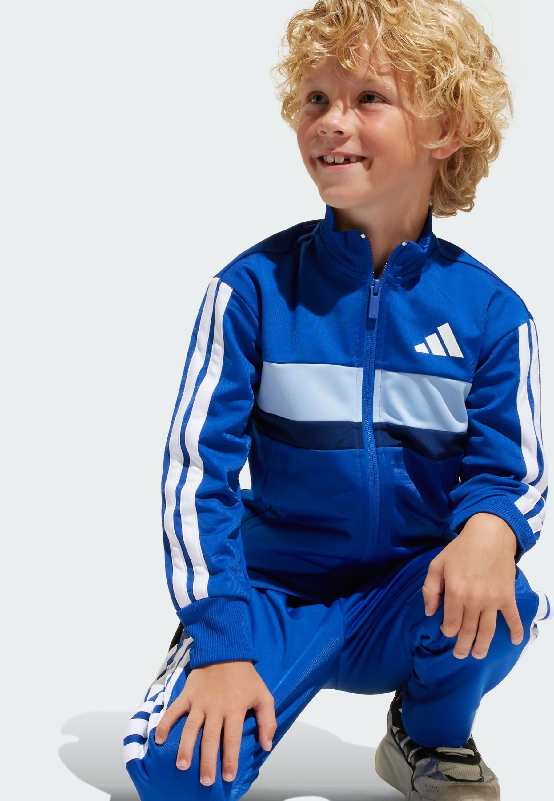 adidas Performance SEASONAL ESSENTIALS TIBERIO 3-STRIPES TRICOT TRACK SUIT KIDS - Dressidressipüksid - sinine/valge/särav sinine
