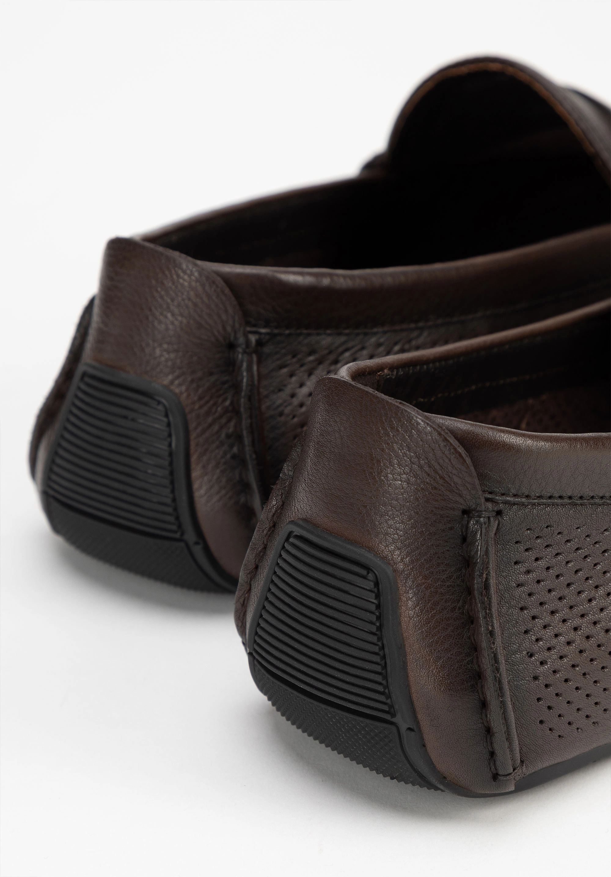 Męskie półbuty slip-on ze skóry brązowe