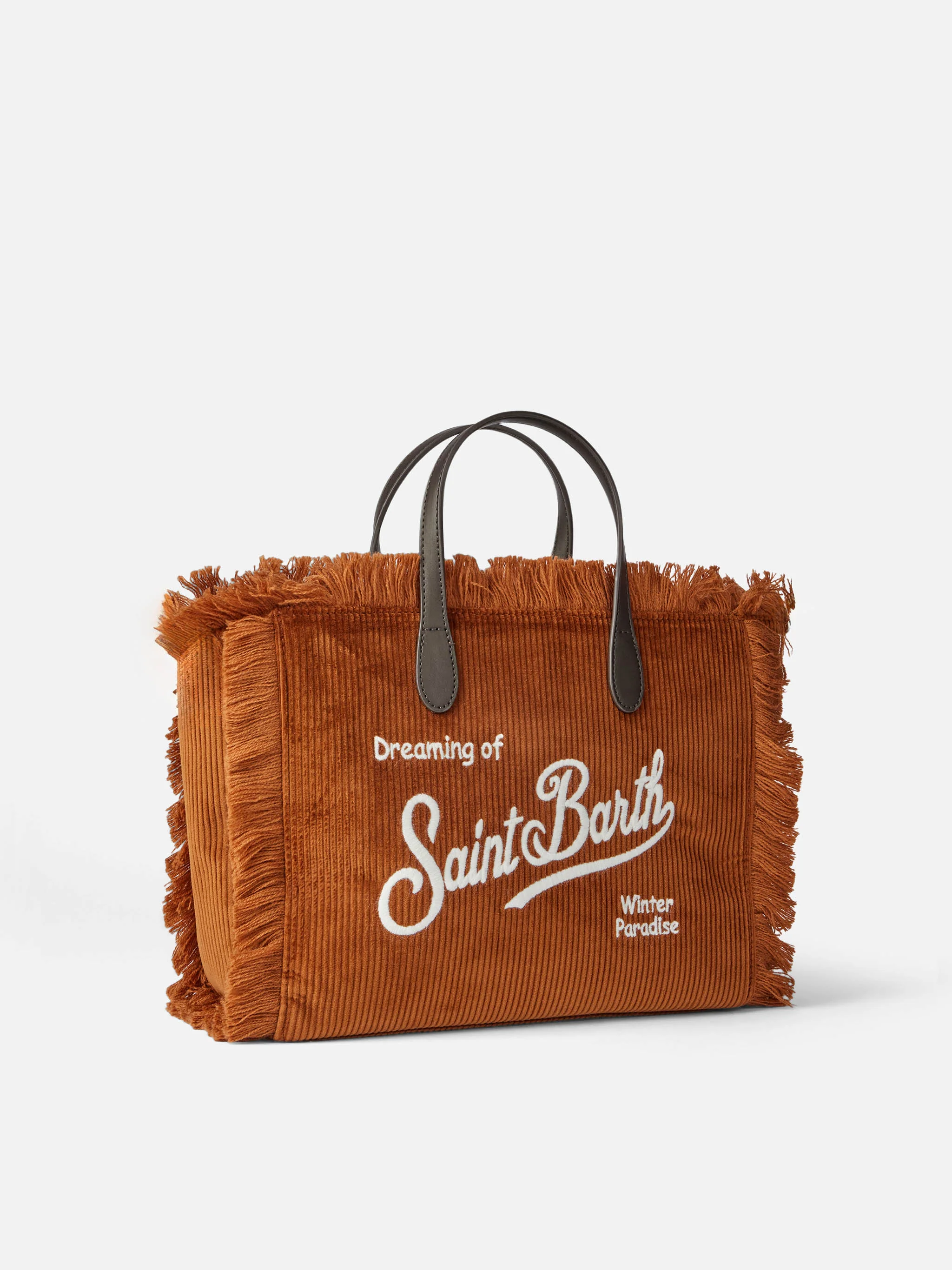 Colette tas van bruin corduroy met logo-borduurwerk