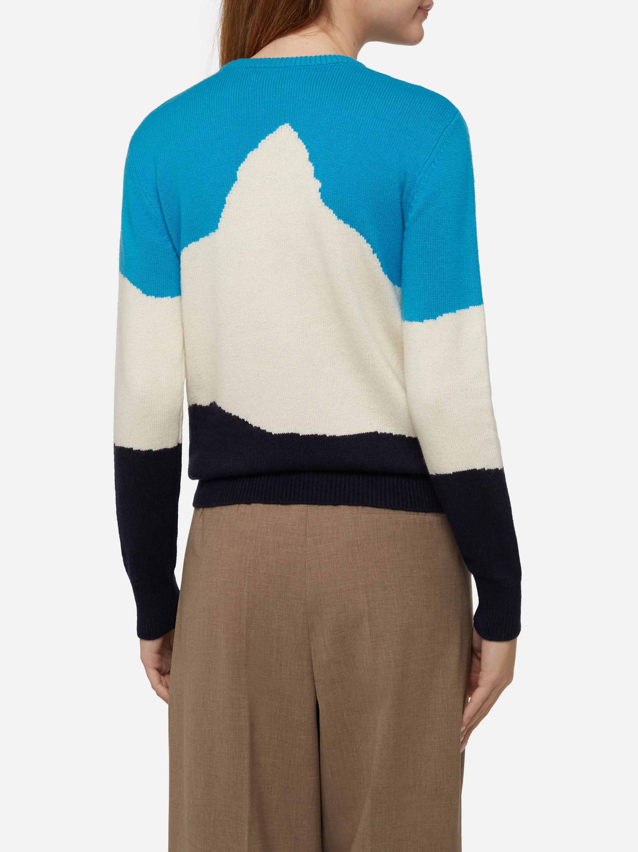 Engadina Damenpullover mit Vintage-Postkartenmuster