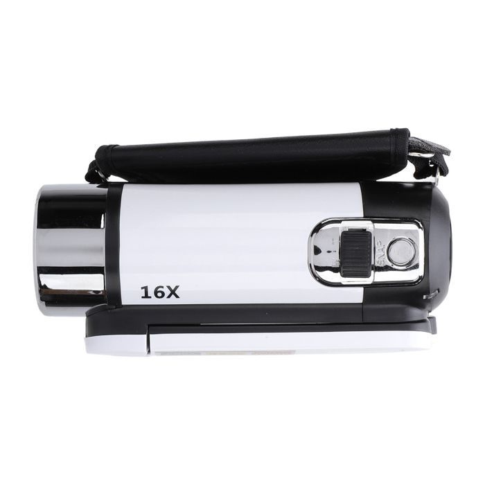 16MP 1080P Video Camera, 2.4 Inch Screen, 16X Digital Zoom, Anti-Shake for Travel, White