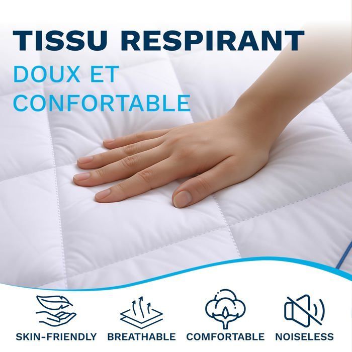 CATAVANA - Comfort Mattress Topper 140x200 cm - Breathable Microfiber, Hypoallergenic, Anti-dust mite - 1000g - Non-slip