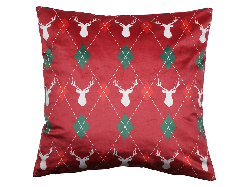 Poduszka dekoracyjna świąteczna Deer 45x45 cm czerwona