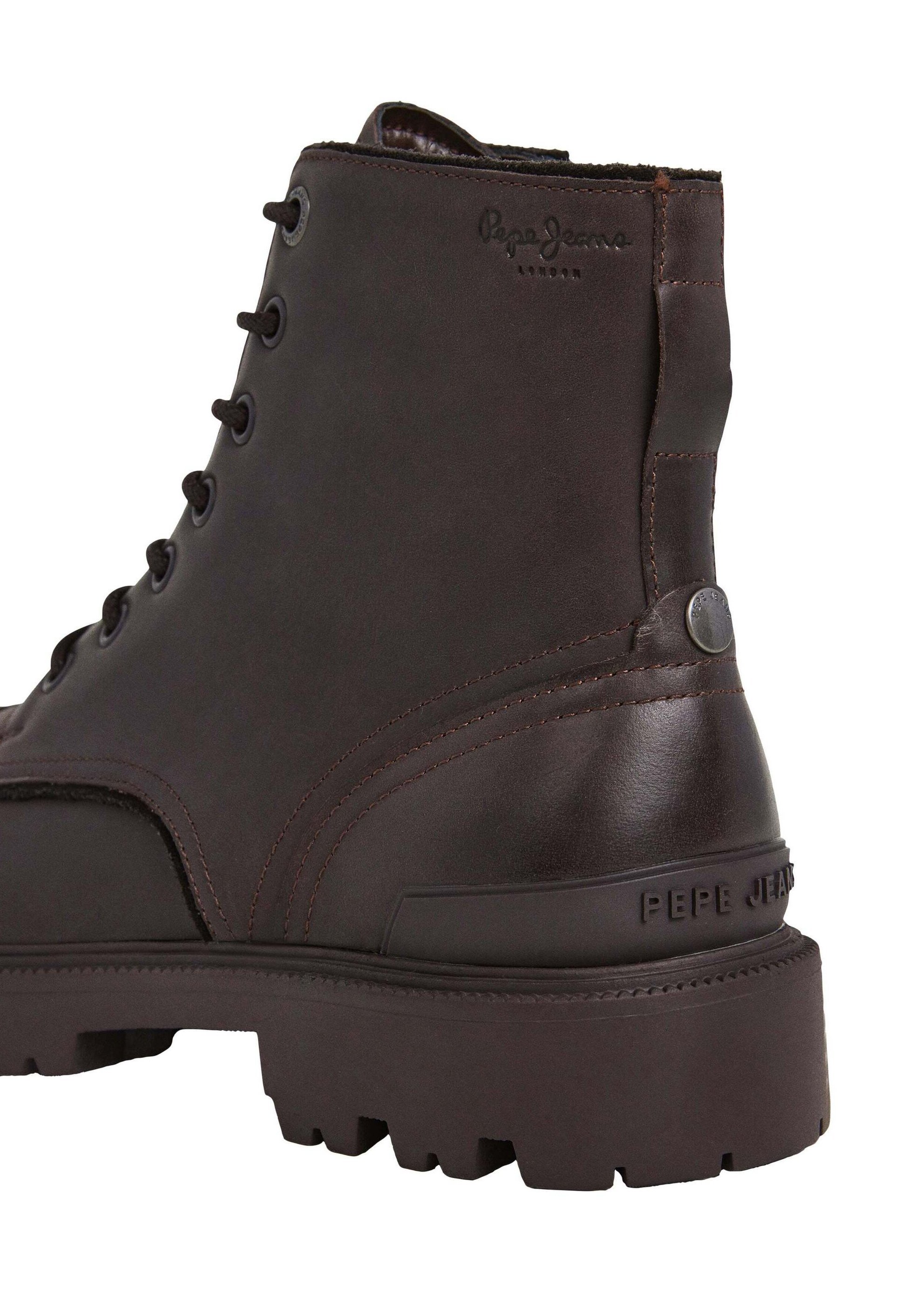 Pepe Jeans RYAN BRIT M - Enkellaarsjes met vetersluiting - donkerbruin