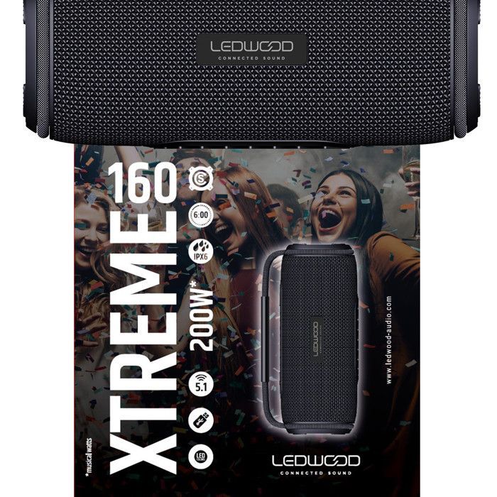Enceinte Bluetooth - LEDWOOD - XTREME160 - Portable - IPX6 - 200W PMPO