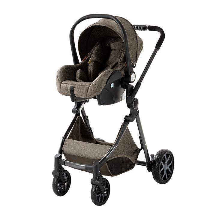 Poussette Magic ZC Pousette trio 3 en 1 Poussette bebe Avec sac à main Jusqu'à 15KG 0-3ans Pliage en un clic Paysage élevé Brun