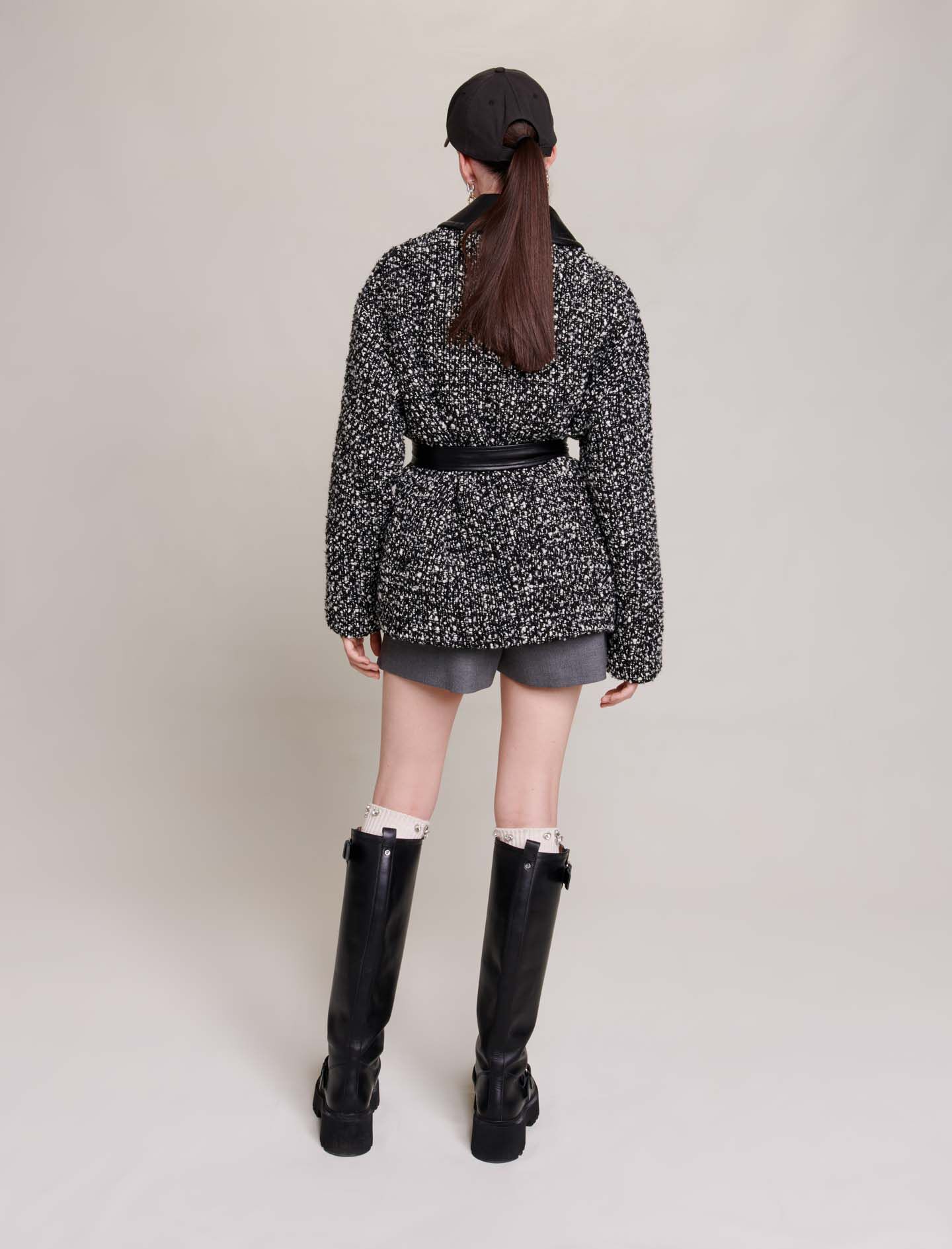 Palton scurt din tweed - Noir/blanc