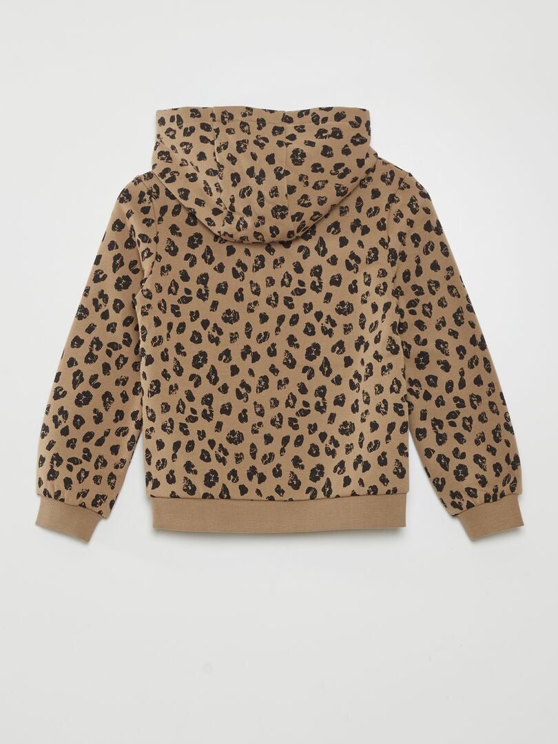 Hettegenser med leopardtrykk - BEIGE