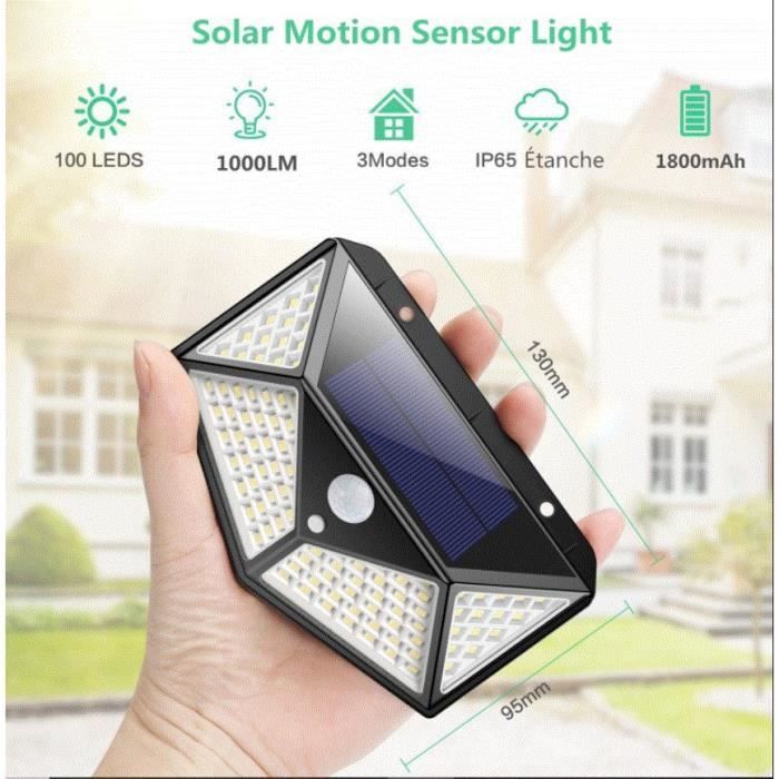 Outdoor Solar Lights - 100 LEDs - 4 Pack - Motion Sensor Lighting - 270° Waterproof for Garden