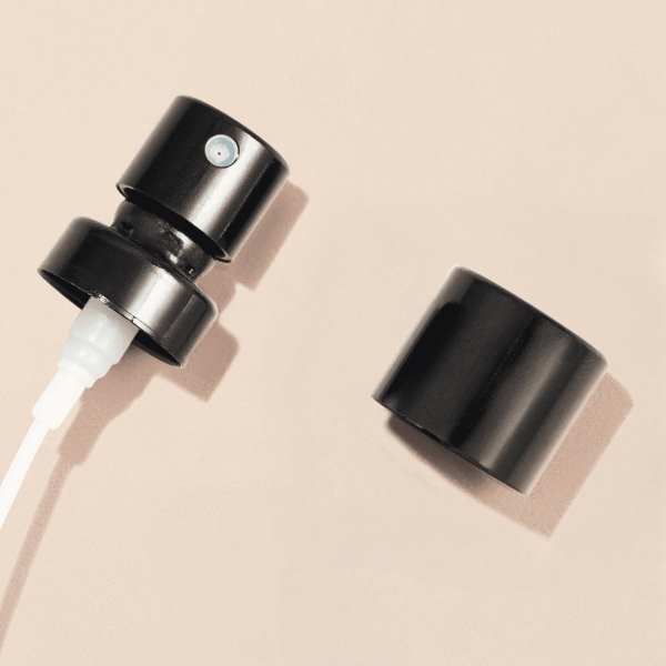Vaporisateur pour flacon de parfum - Vente en gros - Pompe pour bouchons de parfum, métal noir, 100 µl/0,1 cc, FEA 15, type à sertir (avec bague)