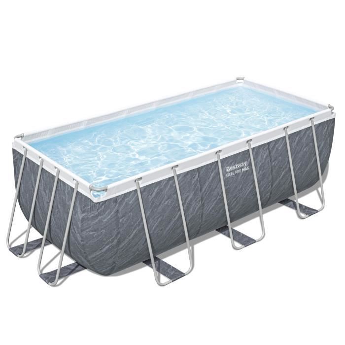Kit Piscine hors sol tubulaire BESTWAY - Steel Pro Max - 412 x 201 x 122 cm - Rectangulaire (Filtre à cartouche, échelle, 1 cartouch
