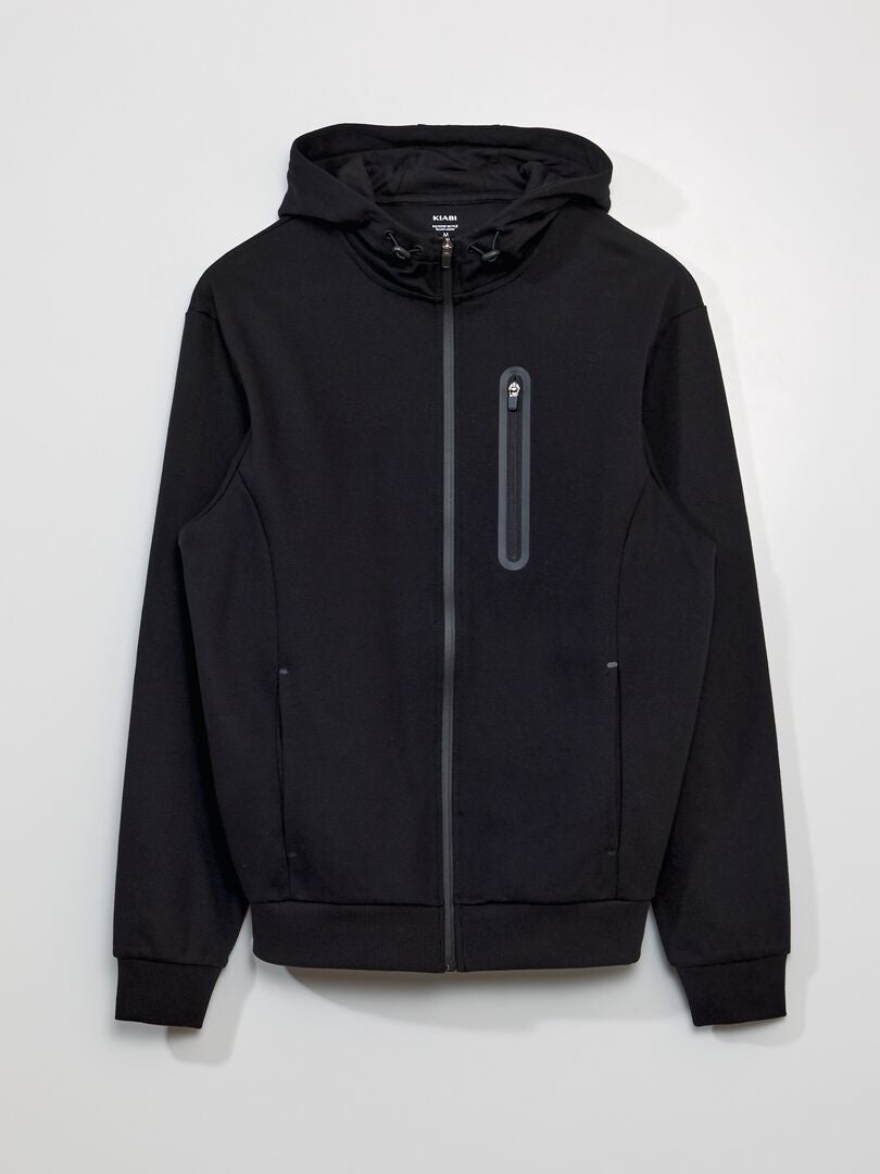Katoenen piqué sweatshirt - zwart