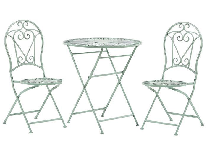 Ensemble de terrasse bistrot table et 2 chaises vertes TRENTO
