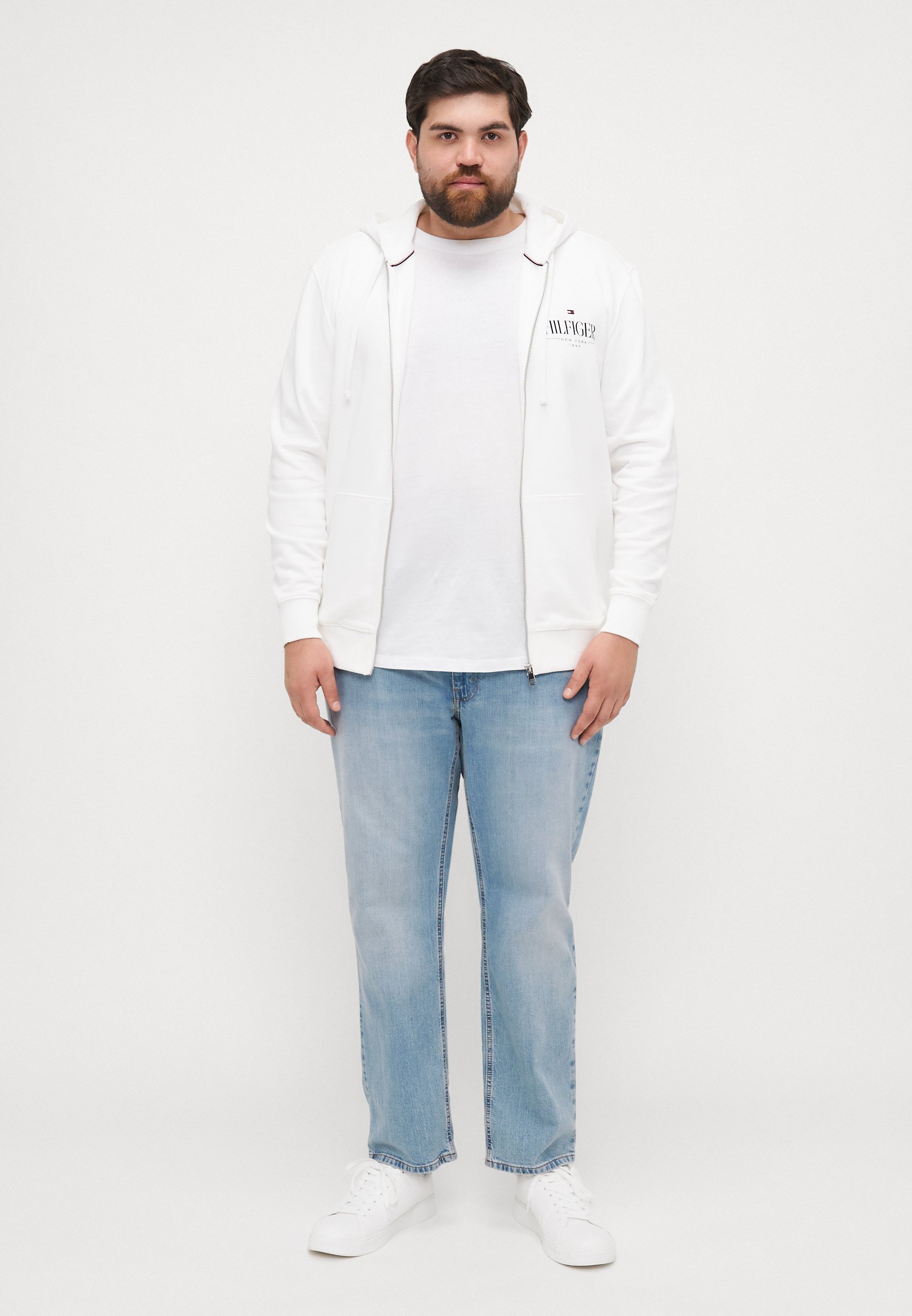 Tommy Hilfiger STACKED HOODED ZIP - Sweatshirt met rits - wit
