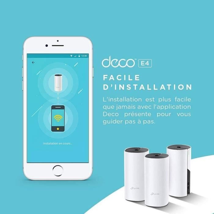 TP-Link Deco Red WiFi Mesh para todo el hogar, cobertura WiFi de 250 Mbps, compatible con todos los módems USB, Deco E4 (paquete de 3)