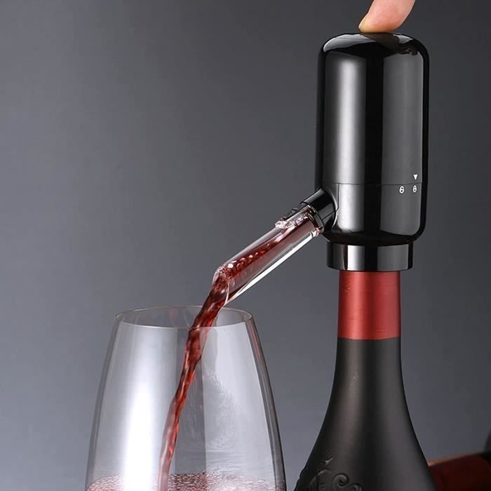 Decantador de vino eléctrico con aireador automático y dispensador de vino (negro) [136]