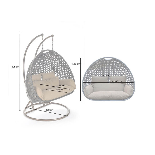 Κρεμαστή καρέκλα TWIN από πολυρατάν, καφέ
