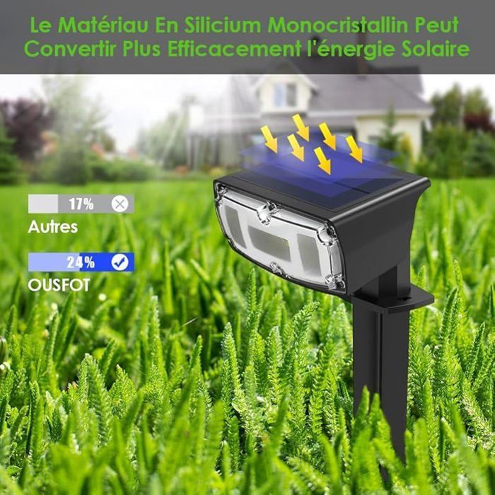 Lámpara solar de jardín para exteriores OUFOT, 4 piezas, 30 LED, resistente al agua, para exteriores, maceta solar I67 con lámpara de suelo de jardín.