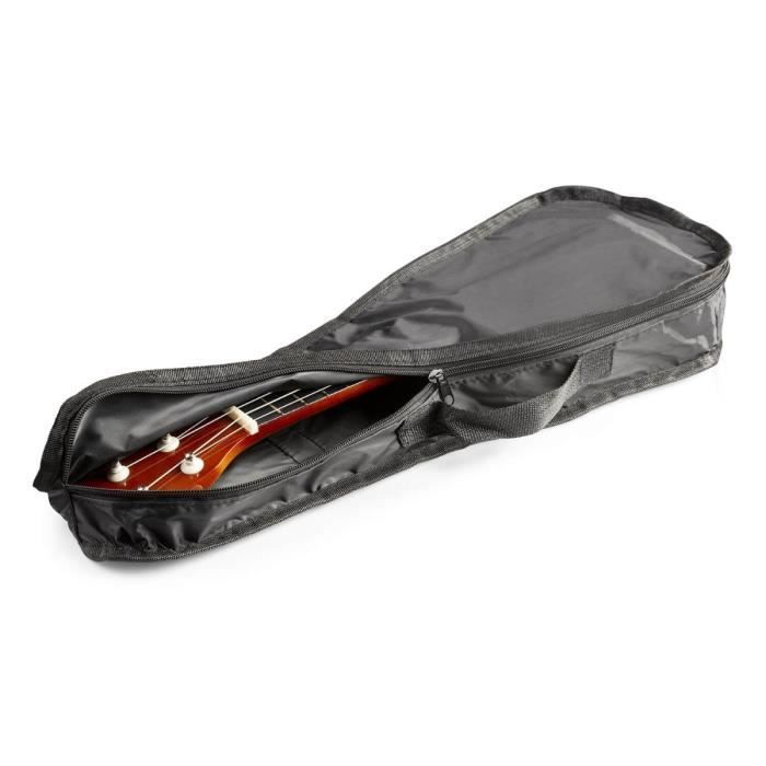 Max UKEY - Pacote com Ukulele e Acessórios - Marrom, cordas de nylon, afinador digital, 2 palhetas e capa para transporte.