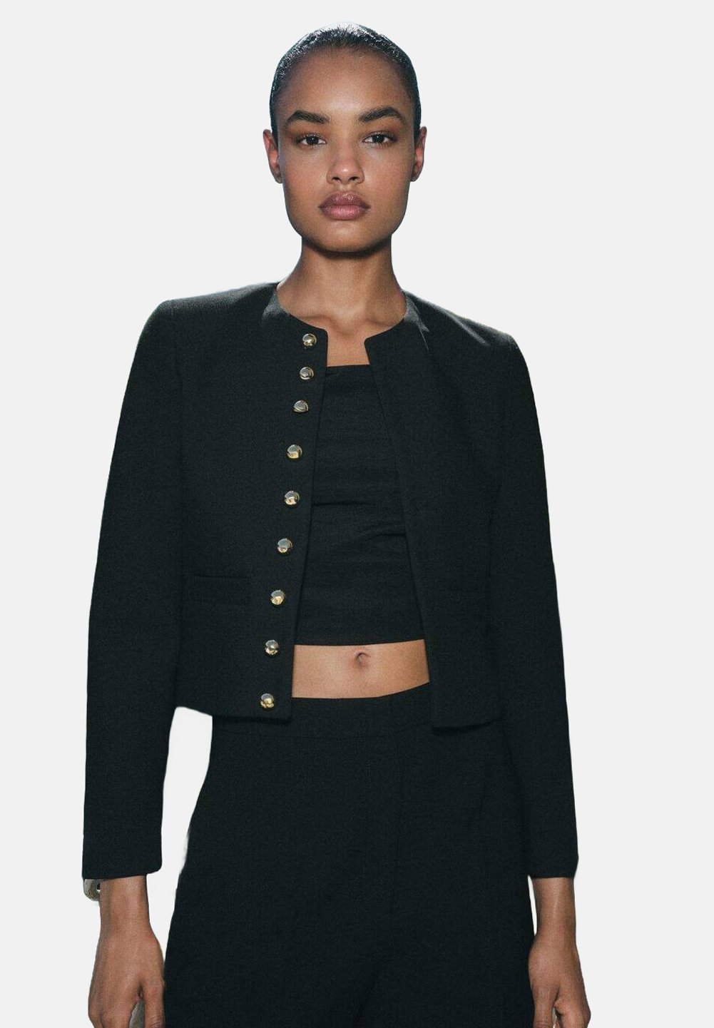 Mango CROP MET KNOPEN - Blazer - black