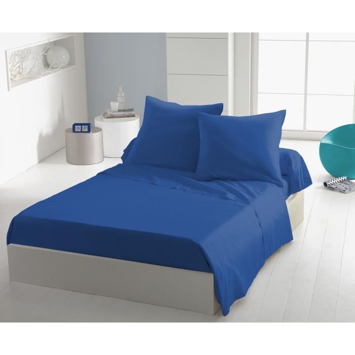 Litteä lakana - HOME LINGE PASSION - 82 g mikrokuitua - 240 x 300 cm - Sininen