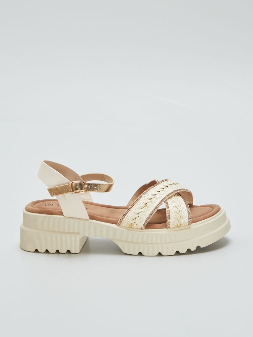 Sandalen met hoge zool - BEIGE