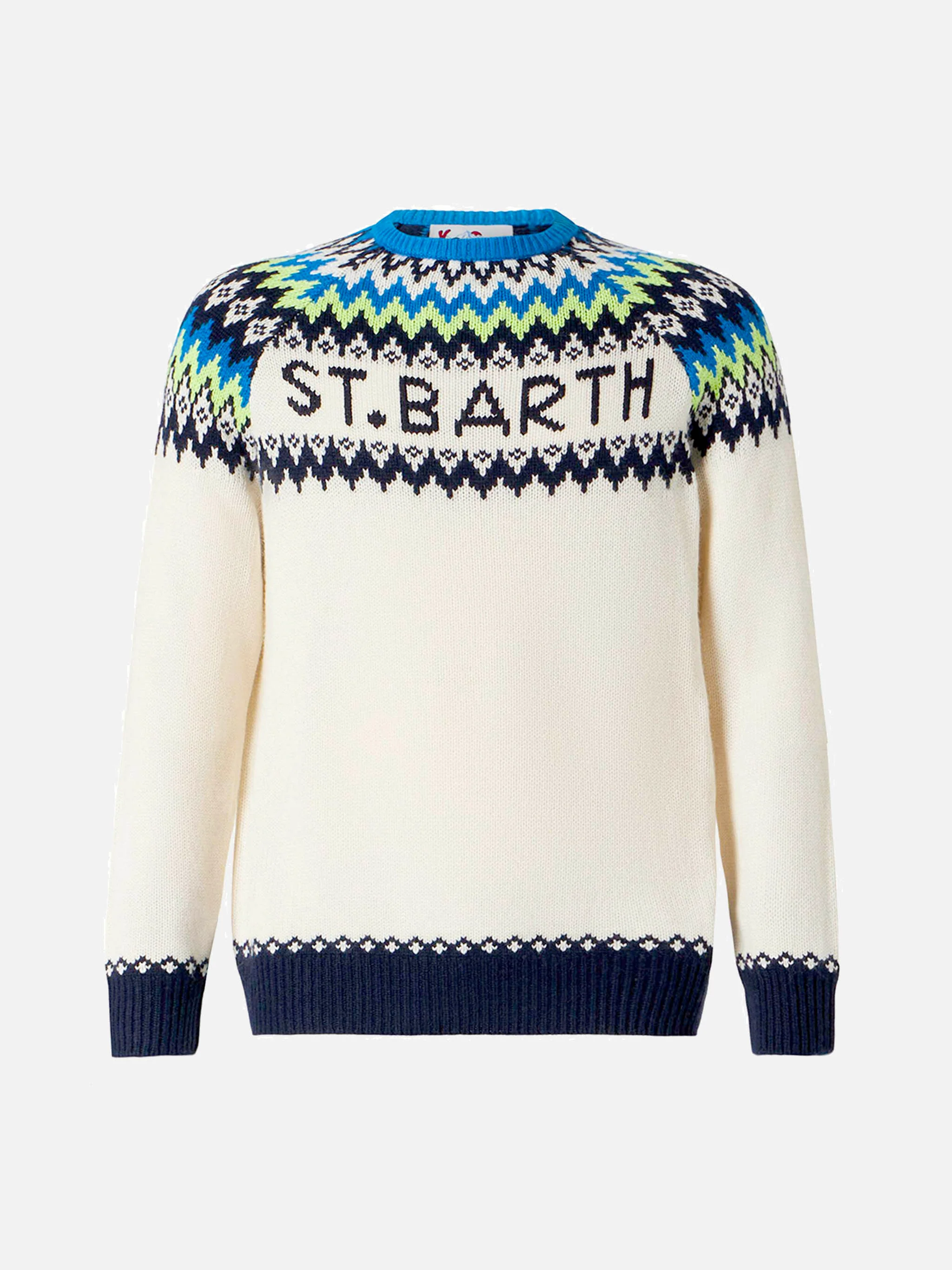 Jersey blanco para niños con jacquard islandés