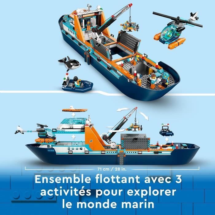 LEGO® City 60368 Le Navire d’Exploration Arctique, Jouet de Grand Bateau Flottant, Cadeau Enfants