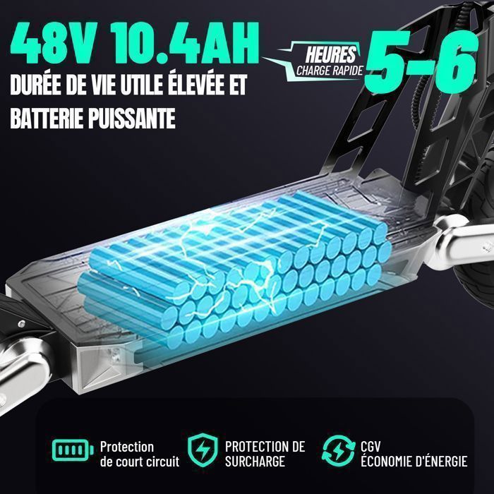 G2 Adult Electric Scooter, 40-45km Range, 500W Motor (800W Peak Motor) with 48V 10.4Ah Battery, TODIMART