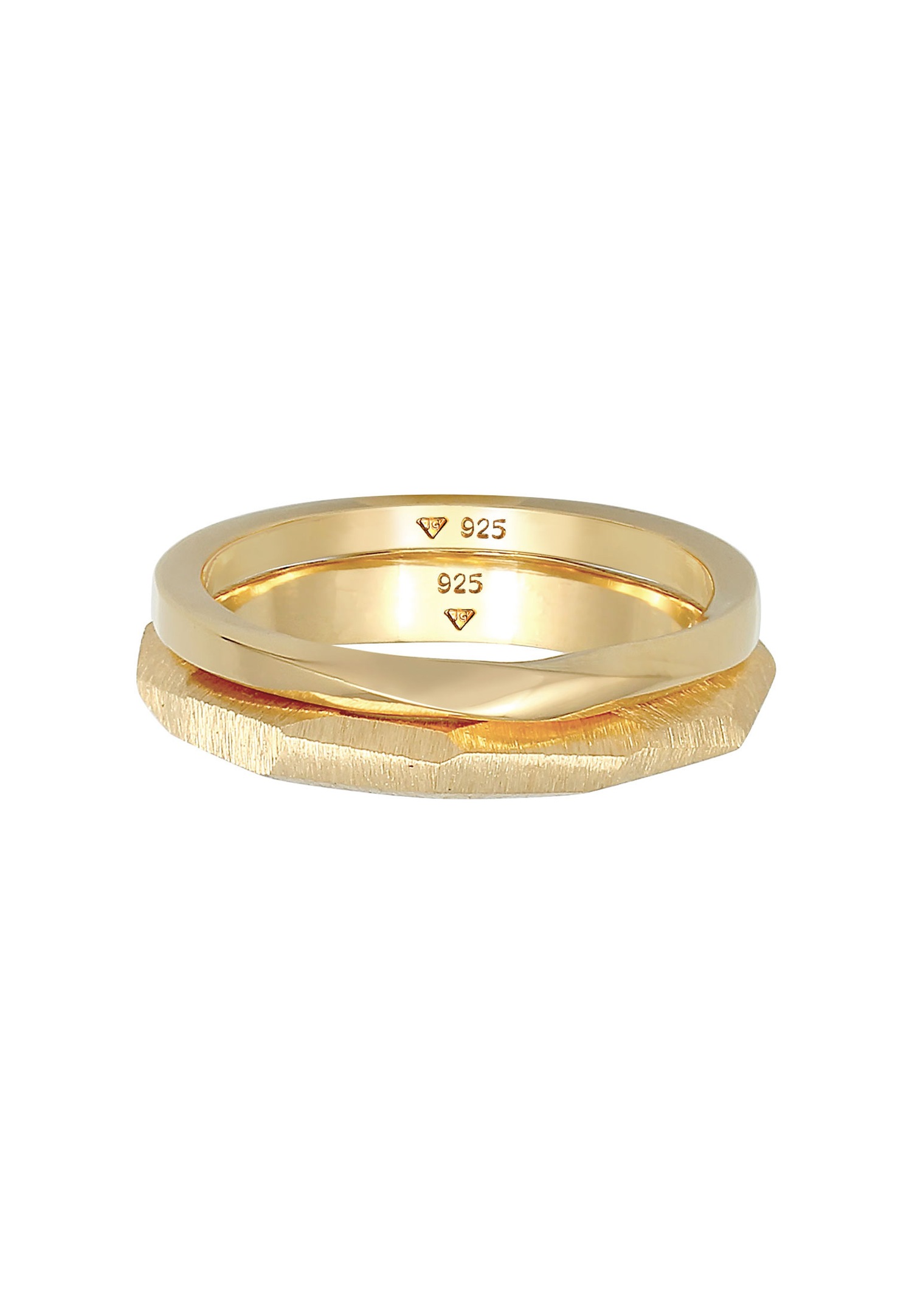 Elli PREMIUM Bague pour dames Duo Tendance de base à la structure torsadée en argent sterling 925