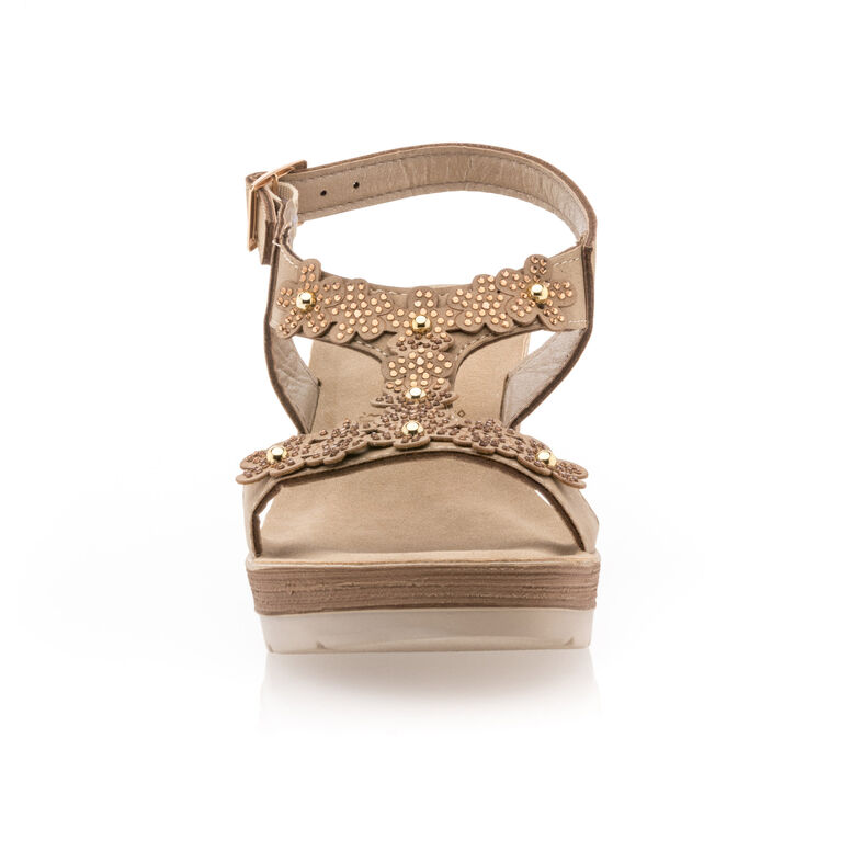 Sandalias beige para mujer / Zapatos de punta abierta