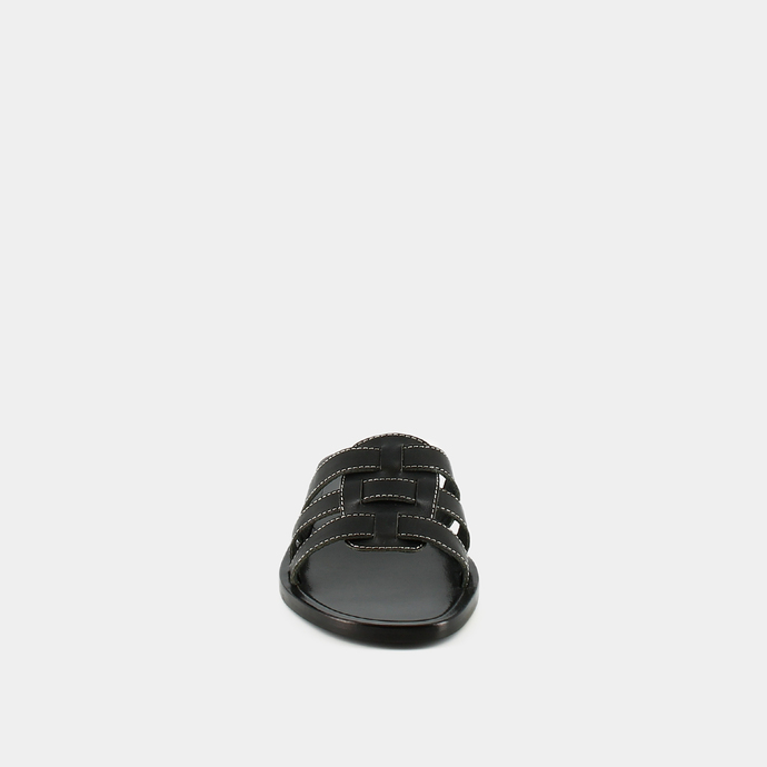 Mules à brides croisées  en cuir noir