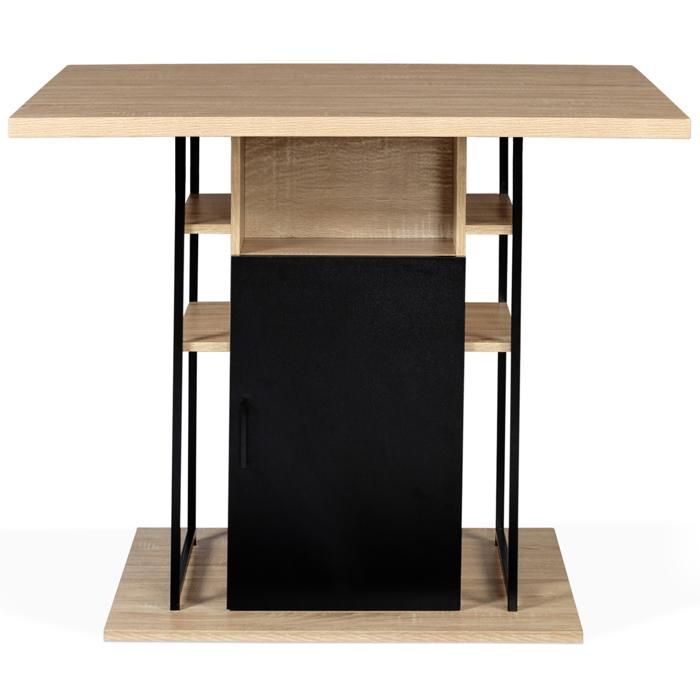 Isola centrale IDMARKET UGO da 110 cm in legno nero effetto faggio con contenitore dal design industriale