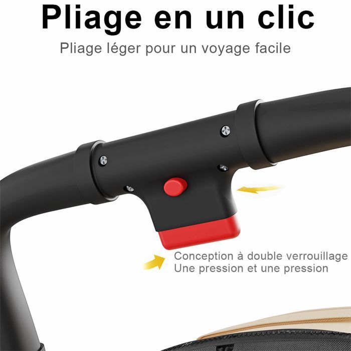 Cochecito plegable de tres piezas, cochecito para bebé, totalmente ajustable, diseño de doble cierre, color gris.