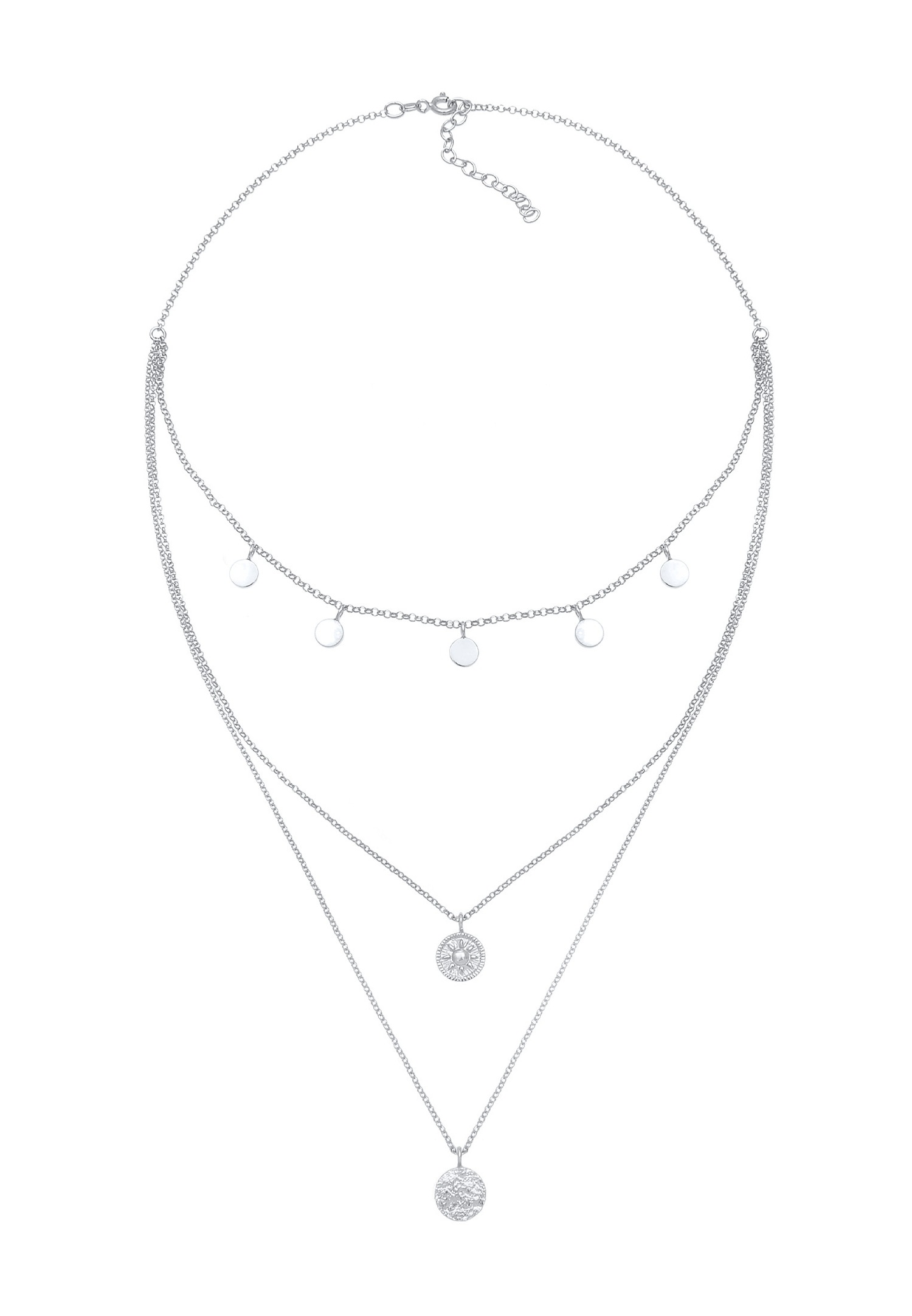 Elli Femmes Choker Couches Cercle Rond Monnaie Tendance Vintage en Argent Sterling 925