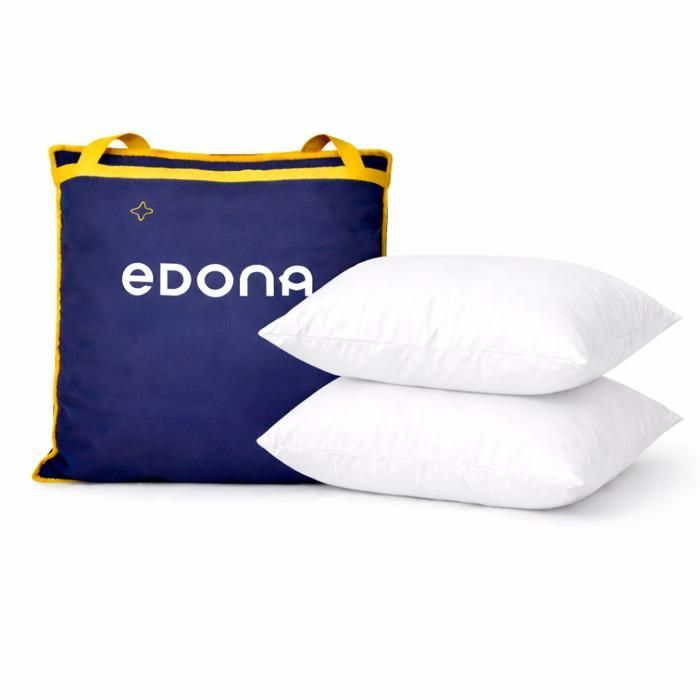 Edona Le fabuleux Lot 2 oreillers 60x60 cm synthétique Mi-ferme Maintien cervical Qualité hôtelière Fabriqué France OEKO-TEX